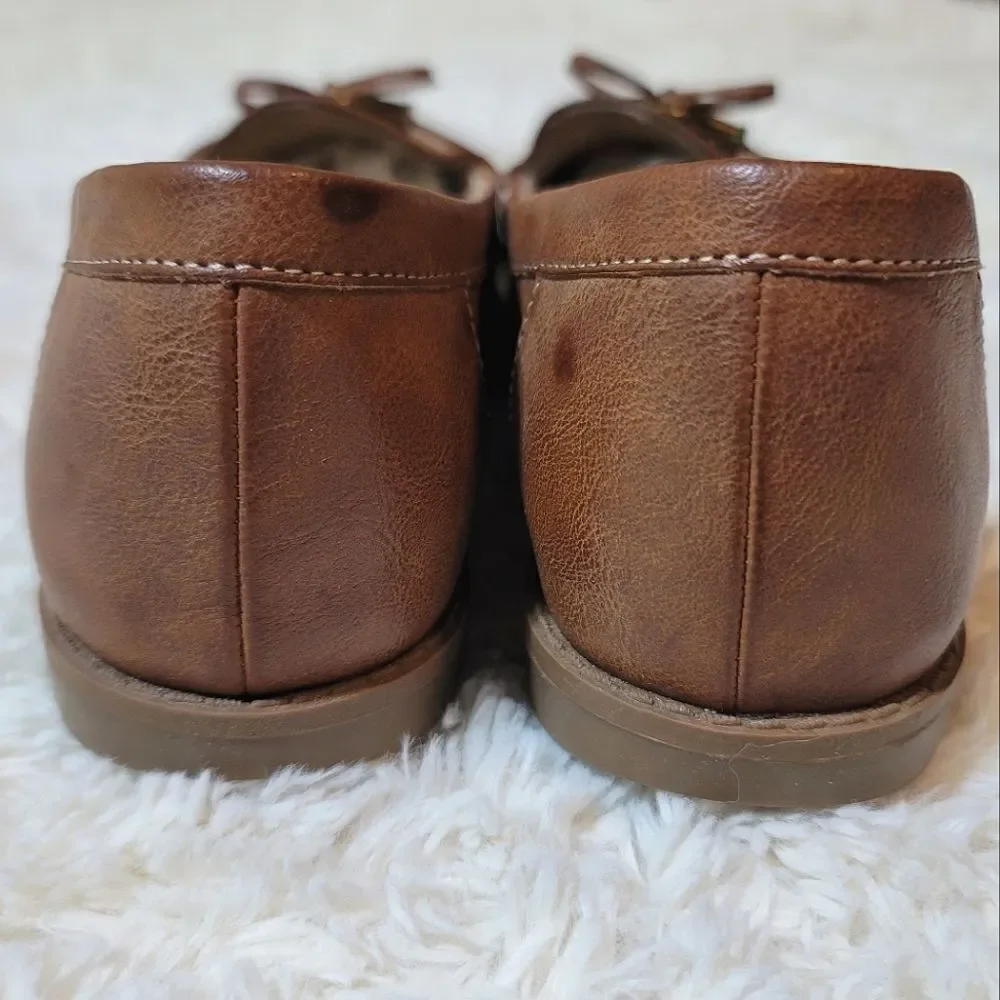 Naturalizer Inlay Brown Vegan Faux Leather Slip-On Bow Loafer Shoes